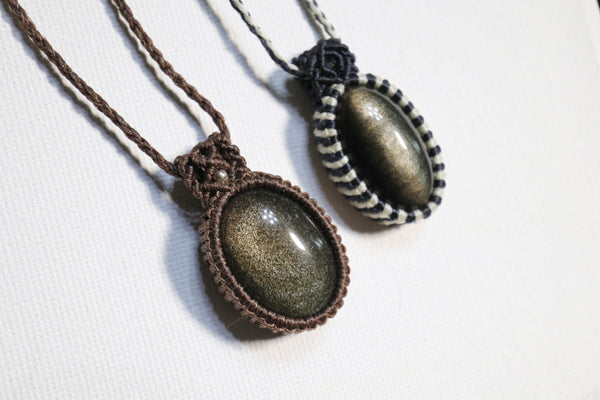 金曜石蠟線編織頸繩|深藍色x白色