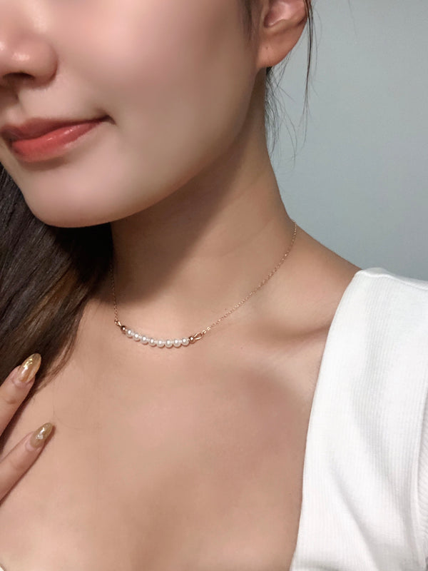 微笑珍珠頸鏈|14K注金|玫瑰金色
