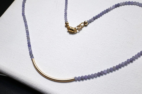 坦桑石彎月頸鏈|14K注金|金色