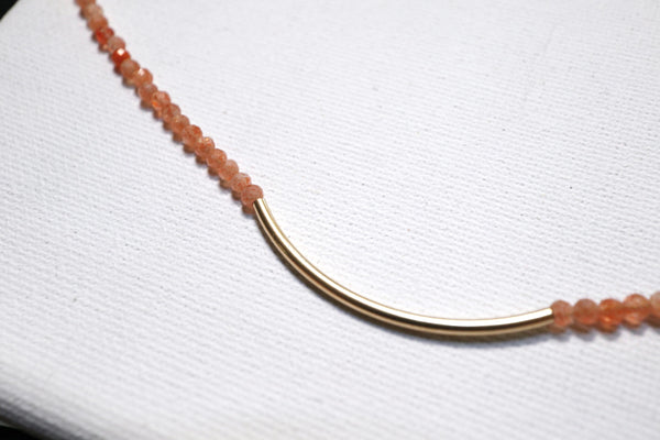 金太陽石彎月頸鏈|14K注金|金色