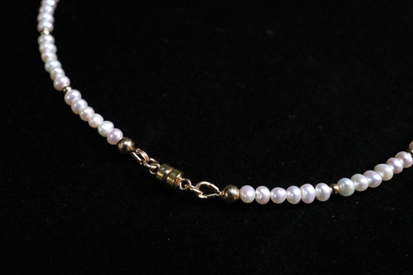 點.綴蛋圓極光珍珠頸鏈|14K注金|金色