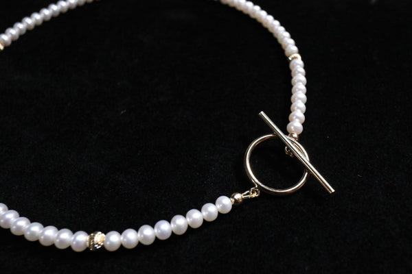 I O 珍珠頸鏈|14K注金|金色