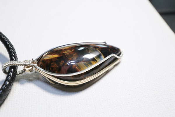 高品質金光彼德石極簡頸繩|925純銀X14K注金|黑繩