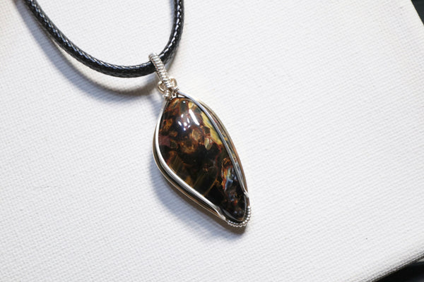 高品質金光彼德石極簡頸繩|925純銀X14K注金|黑繩