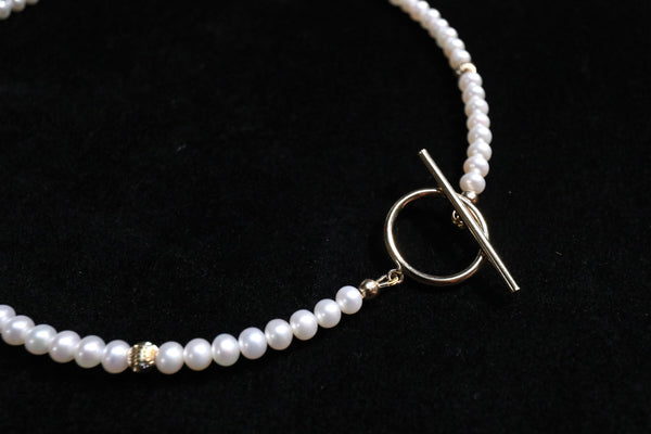 I O 珍珠頸鏈|14K注金|金色