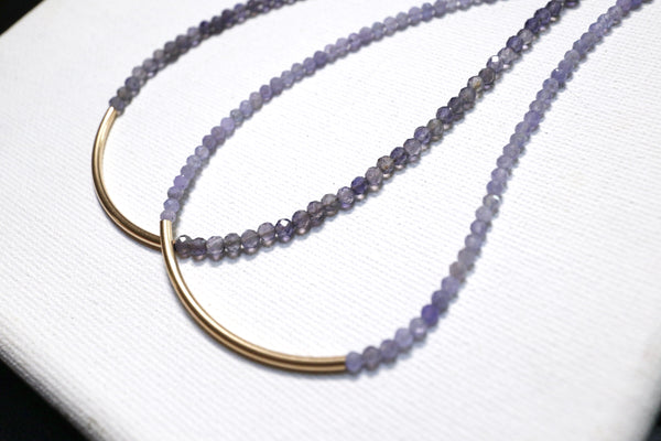 坦桑石彎月頸鏈|14K注金|金色