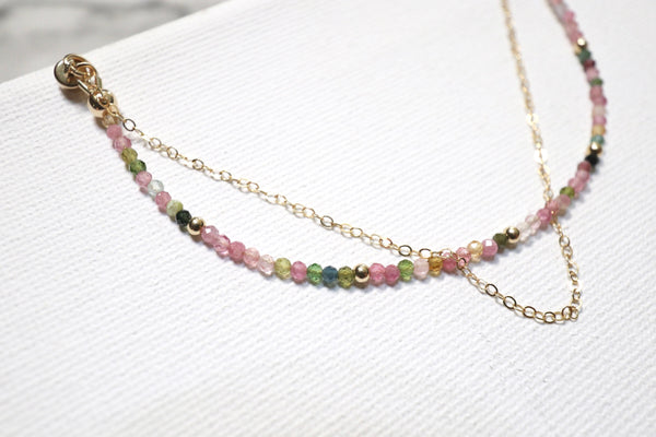 彩碧璽點·綴雙鏈手鏈|14K注金|金色