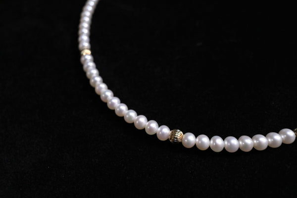 I O 珍珠頸鏈|14K注金|金色