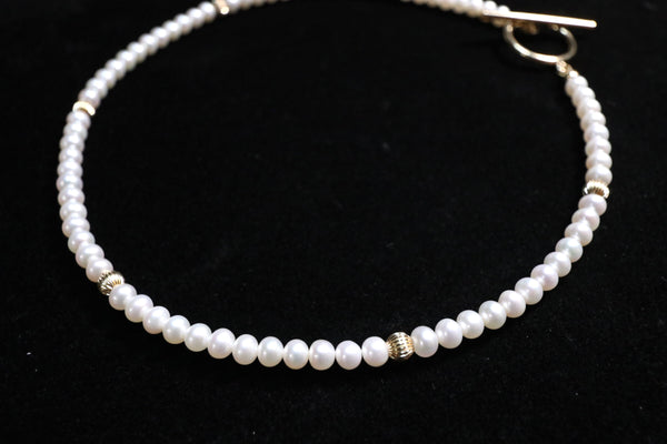 I O 珍珠頸鏈|14K注金|金色