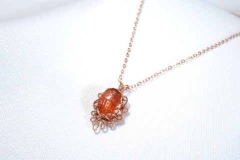 Gold Sunstone Fragrant Necklace｜14K Gold｜Rose Gold 