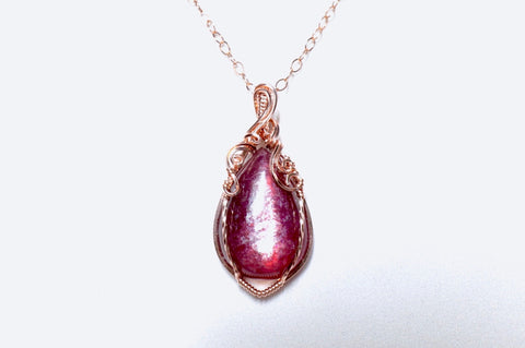 Lepidolite Vine Necklace｜14K Gold｜Rose Gold