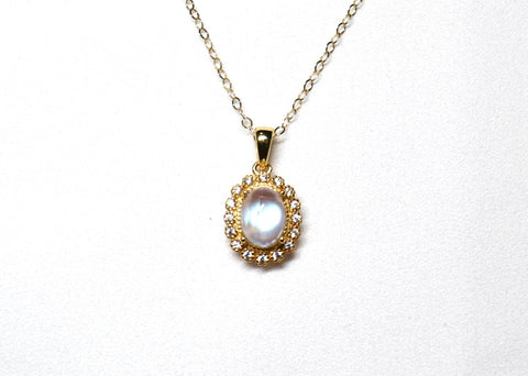 Double-sided moonstone double moon necklace｜14K gold injection｜gold