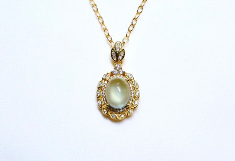 Double-sided moonstone double moon necklace｜14K gold injection｜gold