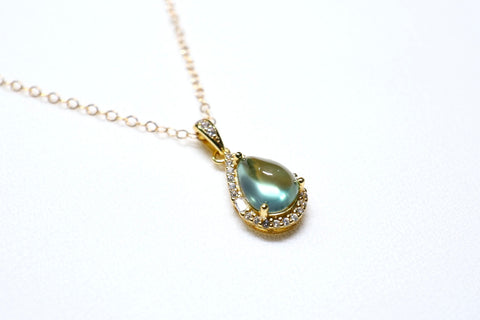 Double-sided moonstone double moon necklace｜14K gold injection｜gold