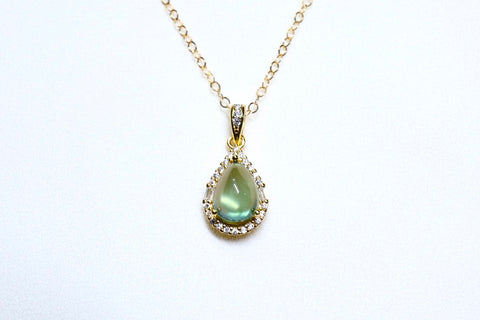 Double-sided moonstone double moon necklace｜14K gold injection｜gold