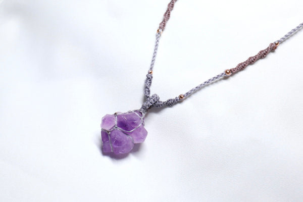 紫水晶蠟線頸繩｜紫藍色