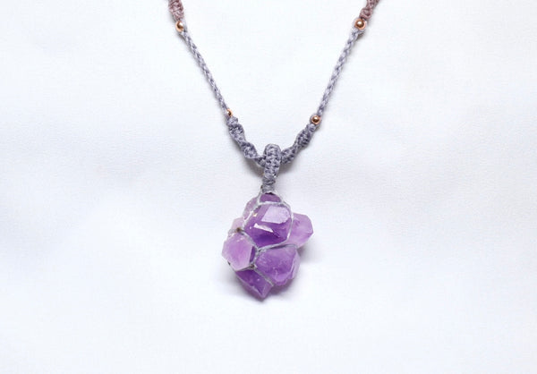 紫水晶蠟線頸繩｜紫藍色