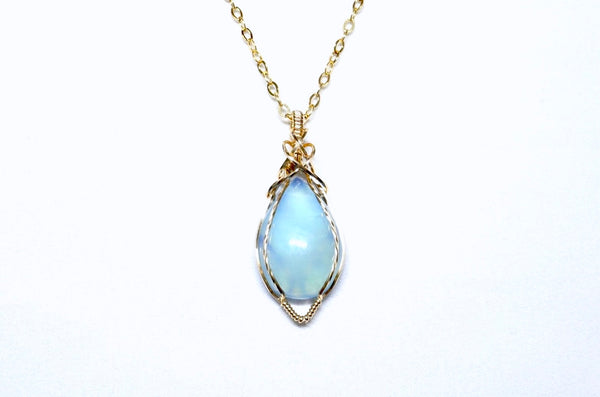 海藍寶交織水滴粗項鏈｜14K注金｜金色