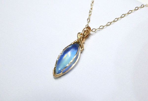 高品質海藍寶紫牽項鏈｜14K注金｜金色